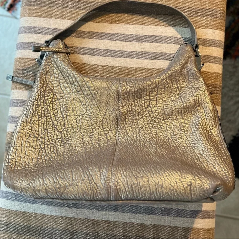 Vince Camuto Riley metallic brushed bubble lamb leather hobo purse shoulder bag